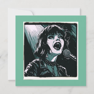 Carte Crie-le Fort Punk Rocker Rétro Vintage Sarcelle