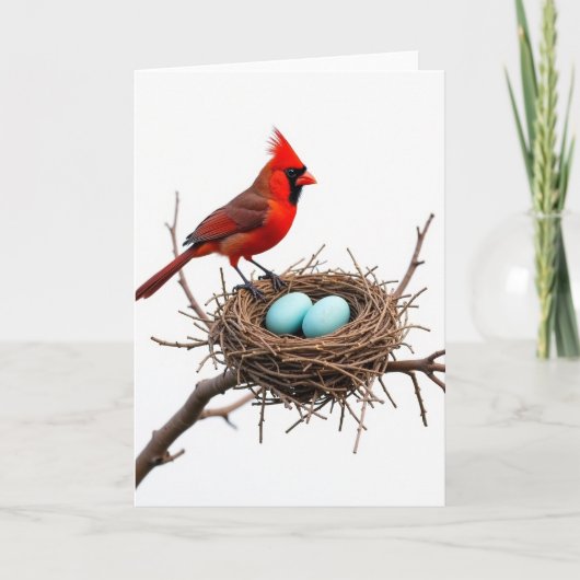 Carte Crimson Bird Nesting Scene Card (Devant)