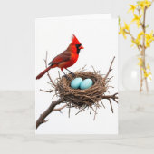 Carte Crimson Bird Nesting Scene Card (Fleur jaune)