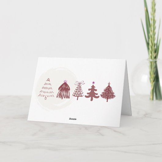 Carte Crimson : Bow & Trees Doodles Holiday Fold Card (Dos)