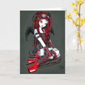 Carte "Crimson" Red Tattoo Cyber Goth Angel (Fleur jaune)