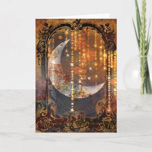 Carte Cristal de croissant mystique d'or foncé (Devant)