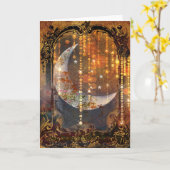 Carte Cristal de croissant mystique d'or foncé (Fleur jaune)