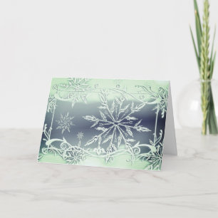 Carte cristal de glace d'argent turquoise élégant flocon