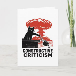Carte Critique constructive de chat drôle Linogravure Mè