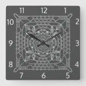 Carte Crochet gris acier Horloge murale Carré (Recto)