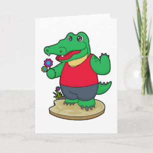 Carte Crocodile aux fleurs
