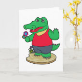 Carte Crocodile aux fleurs (Fleur jaune)