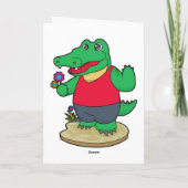 Carte Crocodile avec des fleurs (Dos)