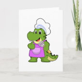 Carte Crocodile comme cuisinier avec spatule (Devant)