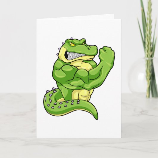 Carte Crocodile culturiste avec de gros muscles (Devant)