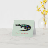 Carte CROCODILE dessiné à la main - Nature - Faune - (Fleur jaune)