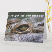 Carte Crocodile Drôle Reptile - J'ai Mon Oeil sur Vous (Fleur jaune)