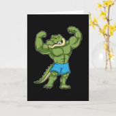 Carte Crocodile en culturiste extrême (Fleur jaune)