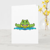 Carte Crocodile en train de nager dans l'eau (Fleur jaune)