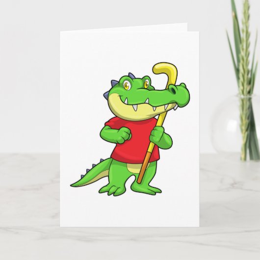 Carte Crocodile sur Hockey sur gazon avec Bâton de hocke (Devant)