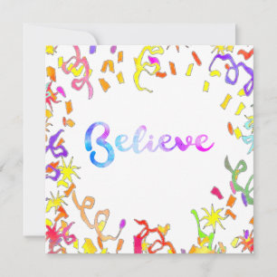 Carte Croire la typographie aquarelle Art Confetti