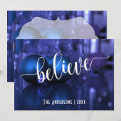 Carte Croire la typographie avec des ornements bleus et  (Devant / Derrière)
