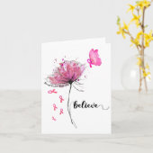 Carte Croire le papillon des fleurs rose Ribbon cancer d (Fleur jaune)