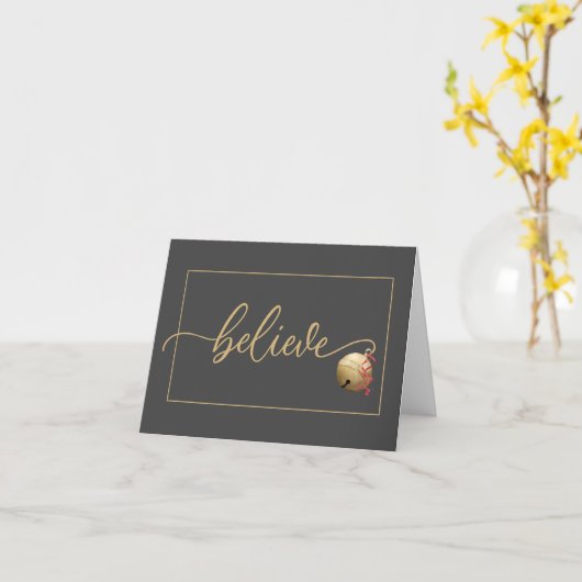 Carte Croire Script avec Jingle Bell (Fleur jaune)