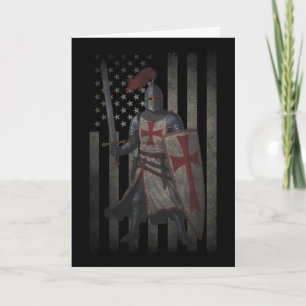 Carte Croisé Templier Chevalier Drapeau Américain 4 Juil