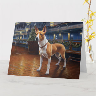 Carte Croisière de Noël Basenji : Pawsome Holiday Delft
