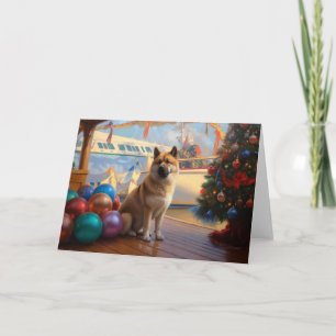 Carte Croisière de Noël de l'Akita Américain : Vacances