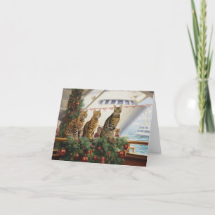 Carte Croisière de Noël des chats du Bengale : Pawsome H