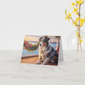 Carte Croisière de Noël du berger australien : Pawsome (Fleur jaune)