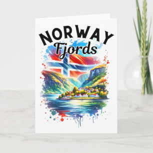 Carte Croisière Fjords de Norvège Drapeau norvégien Scan