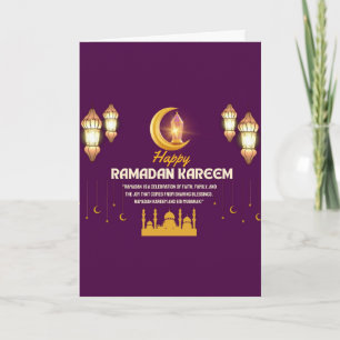 Carte Croissant doré élégant Ramadan Moubarak salutation