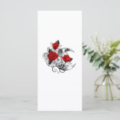 Carte Croissant mécanique avec roses rouges (Debout devant)