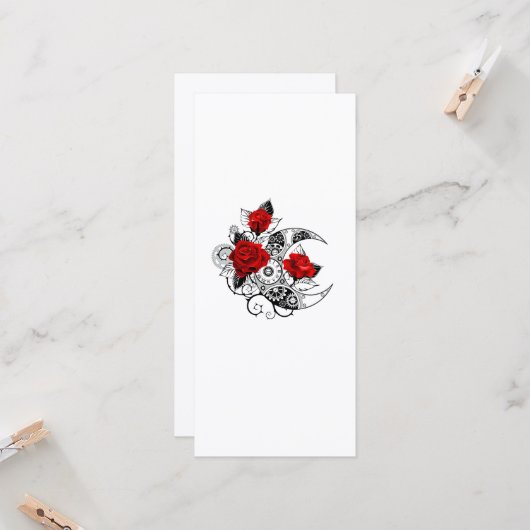 Carte Croissant mécanique avec roses rouges (Devant/Arrière en situation)