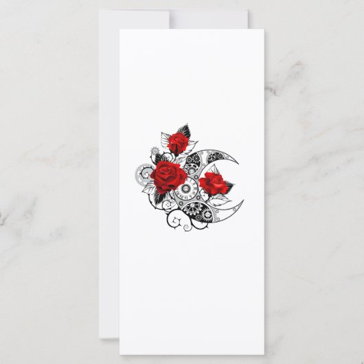 Carte Croissant mécanique avec roses rouges (Devant)