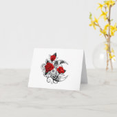 Carte Croissant mécanique avec roses rouges (Fleur jaune)