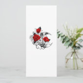 Carte Croissant mécanique avec roses rouges (Debout devant)