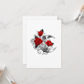 Carte Croissant mécanique avec roses rouges (Devant/Arrière en situation)