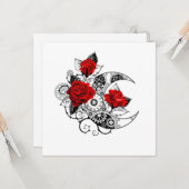 Carte Croissant mécanique avec roses rouges (Devant/Arrière en situation)