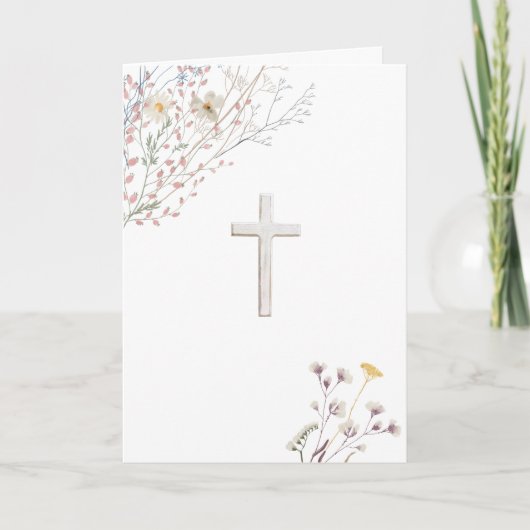 Carte Croix blanche fleur sauvage (Devant)