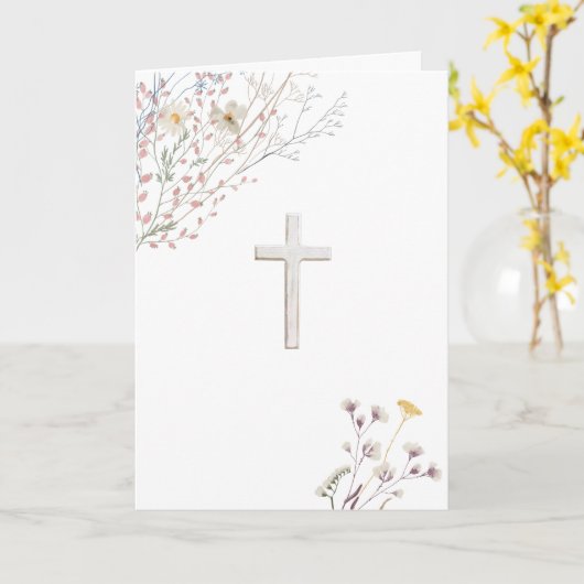 Carte Croix blanche fleur sauvage (Fleur jaune)