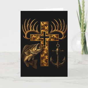 Carte Croix camouflage chrétienne de foi pour les pêcheu