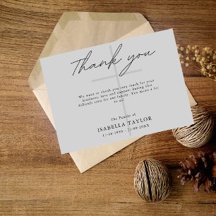 Carte Croix catholique Memorial Gris Merci