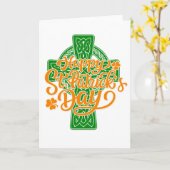Carte Croix celtique - Bonne Saint Patrick's Day (Fleur jaune)