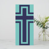 Carte Croix chrétienne bleue différentes variantes (Debout devant)