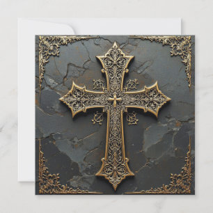 Carte Croix chrétienne Christ en marbre noir