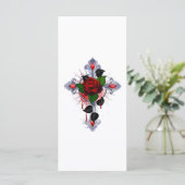 Carte Croix d'argent avec une rose rouge (Debout devant)
