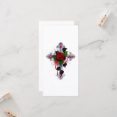 Carte Croix d'argent avec une rose rouge (Devant/Arrière en situation)