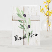 Carte croix de bois blanc branche d'olivier (Fleur jaune)