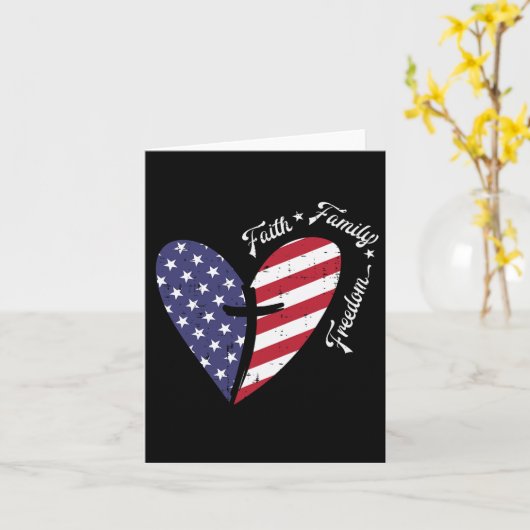 Carte Croix de foi Quatre 4 juillet Patriotique Chrétien (Fleur jaune)