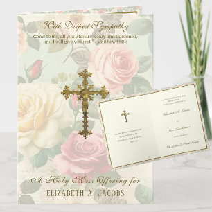 Carte Croix de messe de sympathie catholique Offrande de
